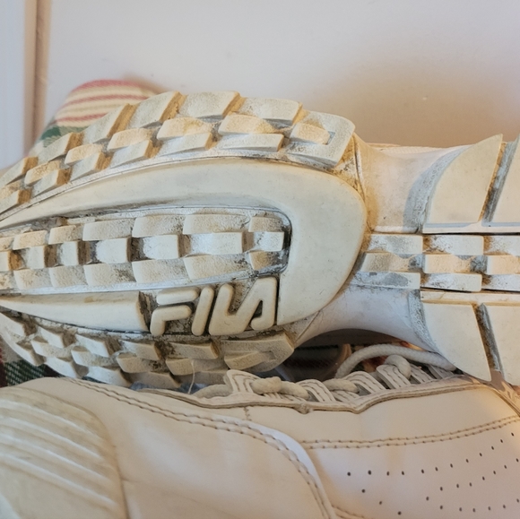 Fila 5.5 women's leather sneaker White gold & pink trim - Picture 8 of 11